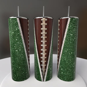 Football faux glitter tumbler