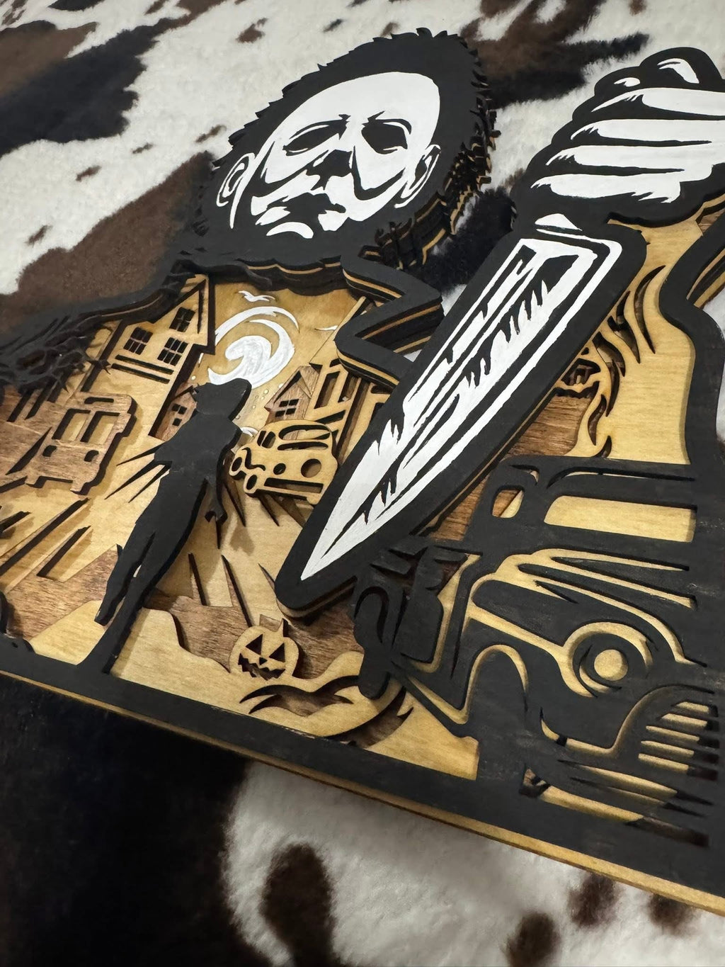 Horror Movie Villain Layered Wood Sign