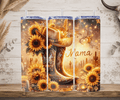 Sunflower cowboy boot mama tumbler golden western design straw mockup