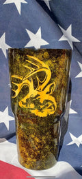 Camo with woodgrain deer tumbler