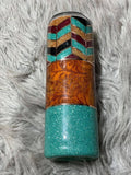 Glitter and woodgrain tumbler, western,cowgirl