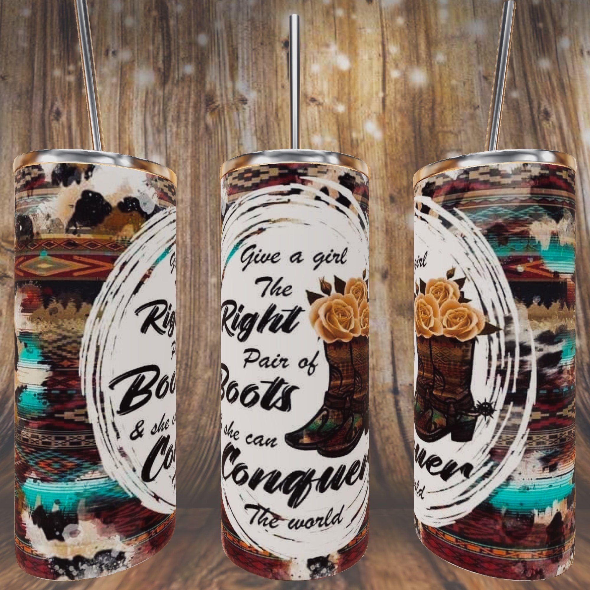 Give a girl the right boots western tumbler