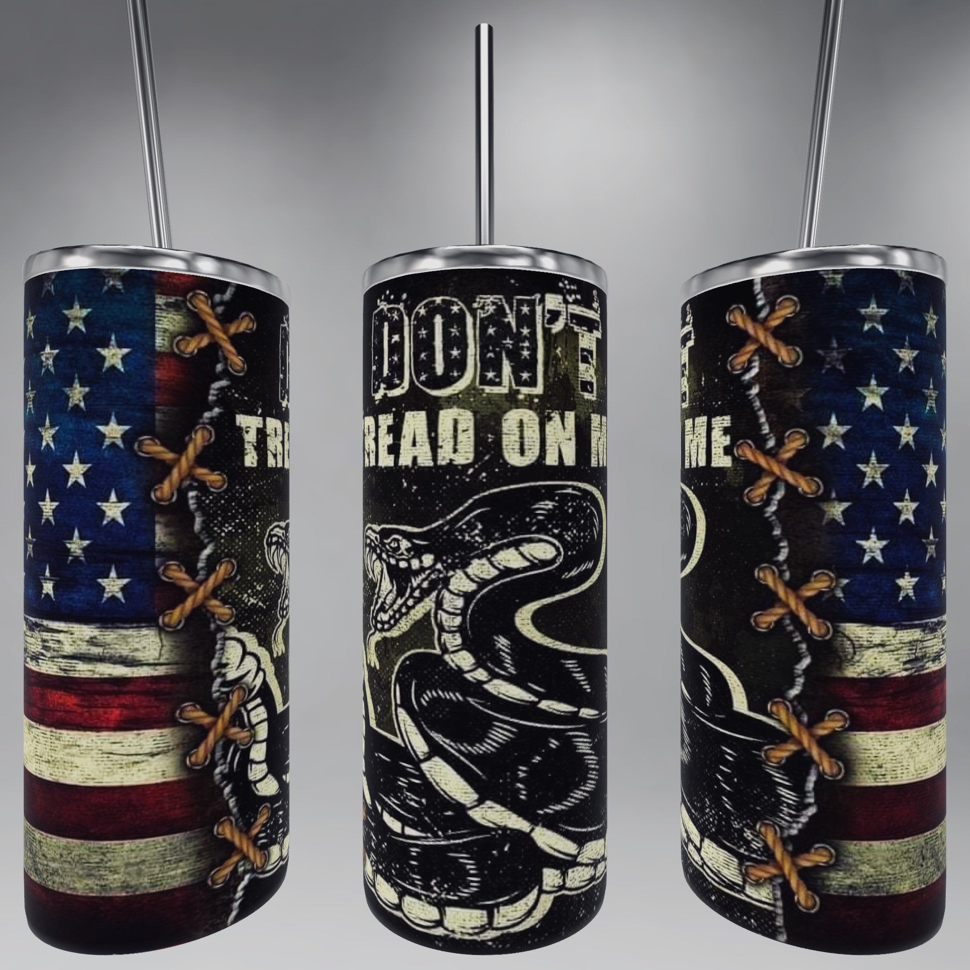 Don’t tread on me tumbler, Gadsden Snake / Patriotic / 20oz Tumbler / sublimation/ Tattered American Flag / / Christmas Gift