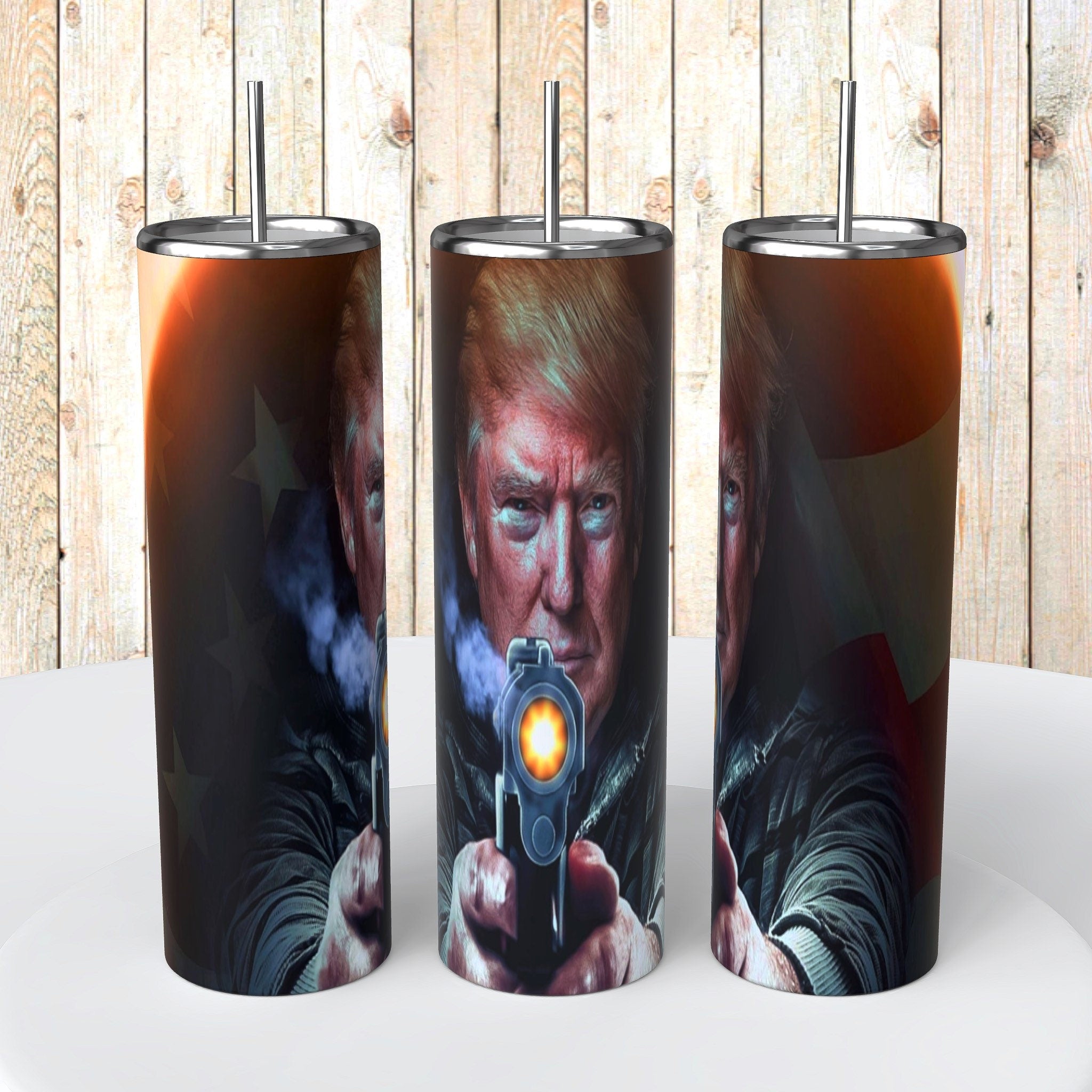 Trump gun 20oz Skinny Tumbler | Funny Tumbler | Biden Tumbler | Funny | Donald trump / trump2024/ make America great again