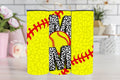 Gift for Softball Mom, 20oz Tumbler with Straw, Glitter Leopard Softball Design, Insulated Travel Mug, Sports Mom Gift