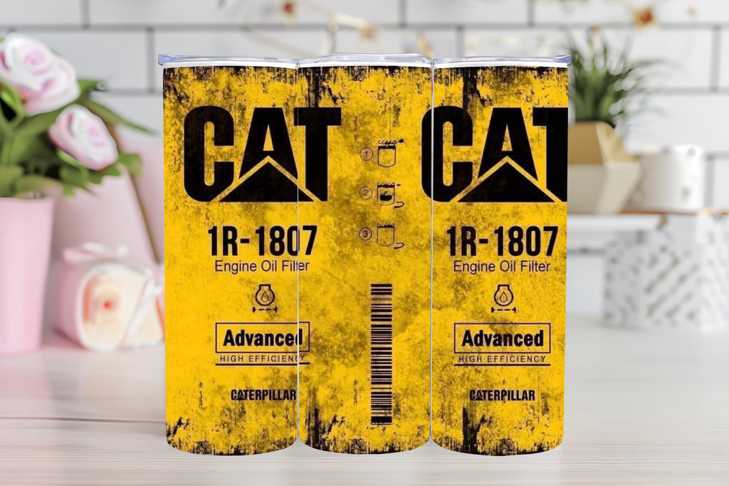 Cat Tumbler, 20oz stainless steel, Oil Filter, Gift, Mechanic Tumbler, Christmas Gift, Engine Oil, Gift for Him