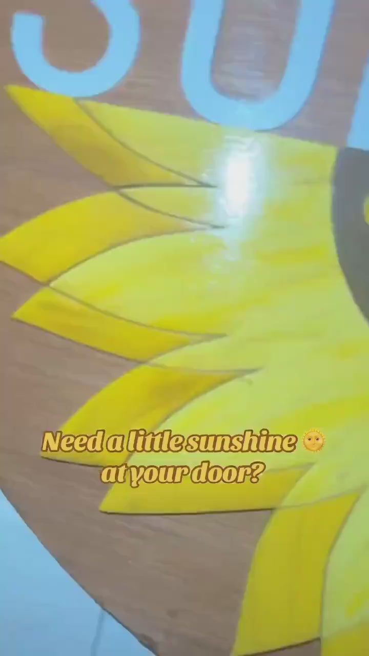 Hello Sunshine Sunflower Door Hanger | Rustic Burlap Bow | Farmhouse Summer Decor