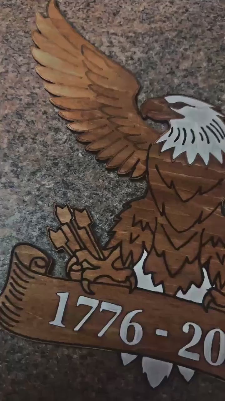 American 250 Door Hanger | Patriotic Eagle Wood Sign | 1776-2026 USA Decor | Fourth of July Front Door Sign | 15” Layered Wood