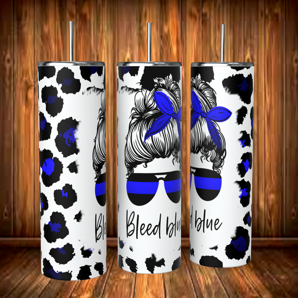 Bleed blue thin blue line tumbler