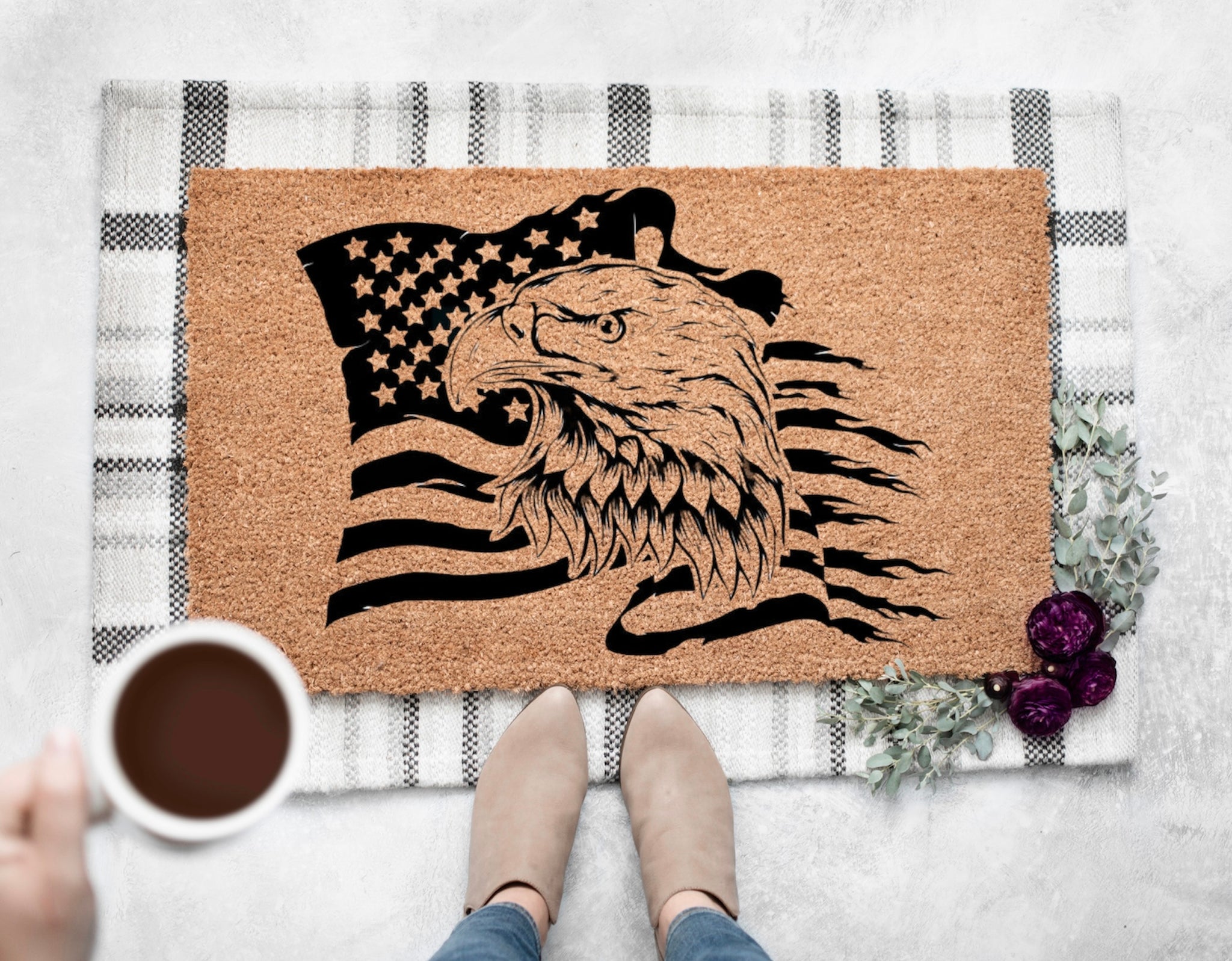 American flag eagle doormat