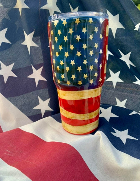 Don’t tread on me/American flag tumbler