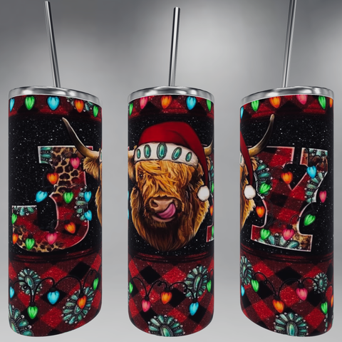 Highland cow Christmas tumbler